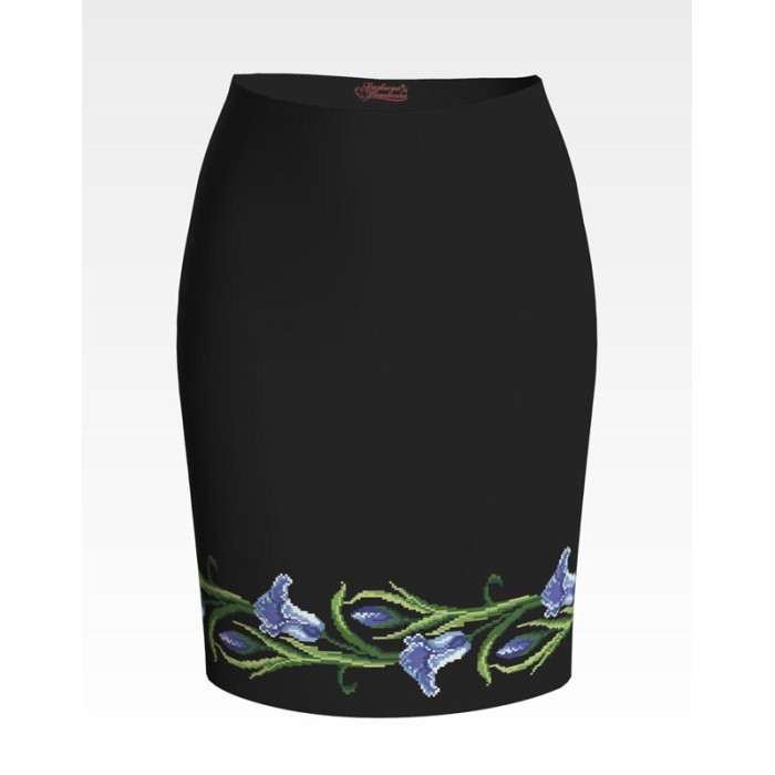 СЖ015шЧнннн Барвиста вишиванка Заготовка для вишивки - Спідниця жіноча Іриси р.42-54 шовк, чорний