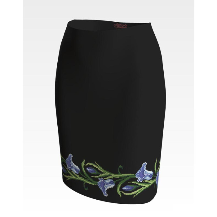 СЖ015шЧнннн Барвиста вишиванка Заготовка для вишивки - Спідниця жіноча Іриси р.42-54 шовк, чорний