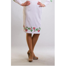 СЖ017пБнннн Барвиста вишиванка Заготовка для вишивки - Спідниця жіноча Тендітні троянди р.42-54 габардин, білий