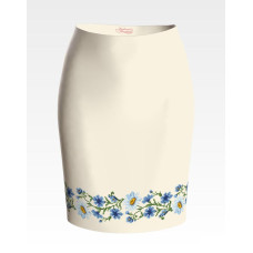 СЖ019кМнннн Барвиста вишиванка Заготовка для вишивки - Спідниця жіноча Ромашки і волошки р.42-54 атлас, бежевий