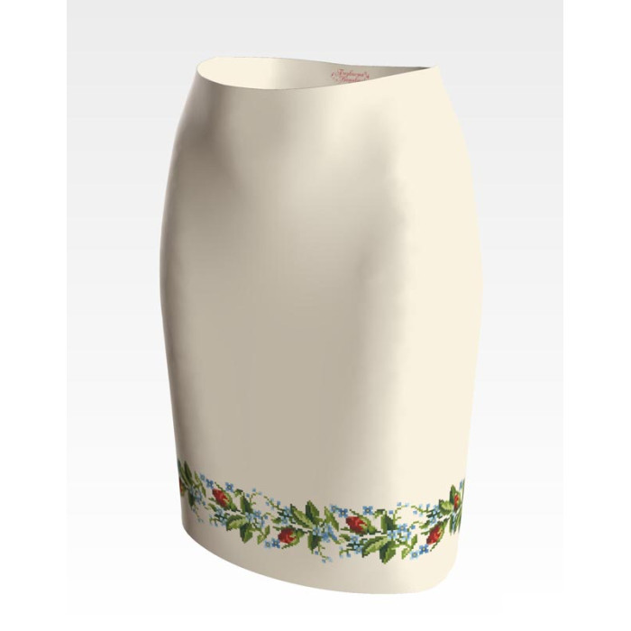 СЖ020дМнннн Барвиста вишиванка Заготовка для вишивки - Спідниця жіноча Вишукані троянди, незабудки р.42-54 домоткане полотно, бежевий