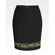 СЖ020кЧнннн Барвиста вишиванка Заготовка для вишивки - Спідниця жіноча Вишукані троянди, незабудки р.42-54 атлас, чорний