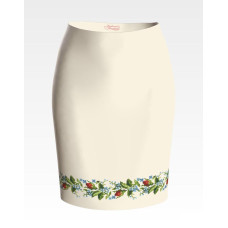 СЖ020кМнннн Барвиста вишиванка Заготовка для вишивки - Спідниця жіноча Вишукані троянди, незабудки р.42-54 атлас, бежевий