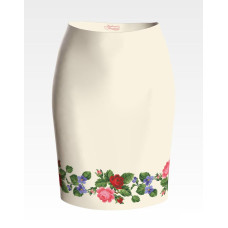 СЖ021дМнннн Барвиста вишиванка Заготовка для вишивки - Спідниця жіноча Троянди, фіалки, конвалії р.42-54 домоткане полотно, бежевий