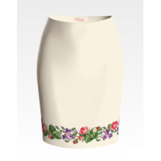 СЖ022кМнннн Барвиста вишиванка Заготовка для вишивки - Спідниця жіноча Троянди і фіалки р.42-54 атлас, бежевий