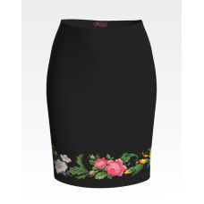 СЖ023шЧнннн Барвиста вишиванка Заготовка для вишивки - Спідниця жіноча Королівські квіти р.42-54 шовк, чорний