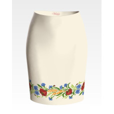 СЖ024кМнннн Барвиста вишиванка Заготовка для вишивки - Спідниця жіноча Польові квіти р.42-54 атлас, бежевий