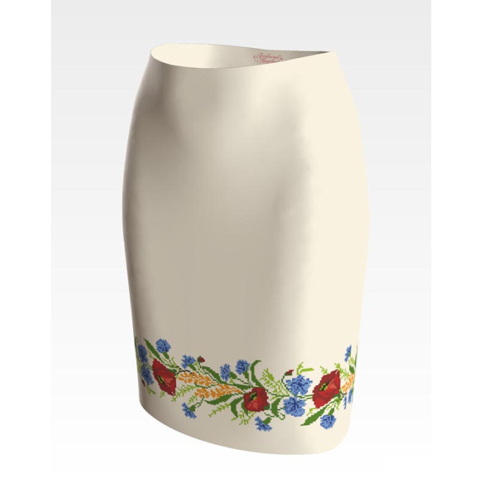 СЖ024кМнннн Барвиста вишиванка Заготовка для вишивки - Спідниця жіноча Польові квіти р.42-54 атлас, бежевий