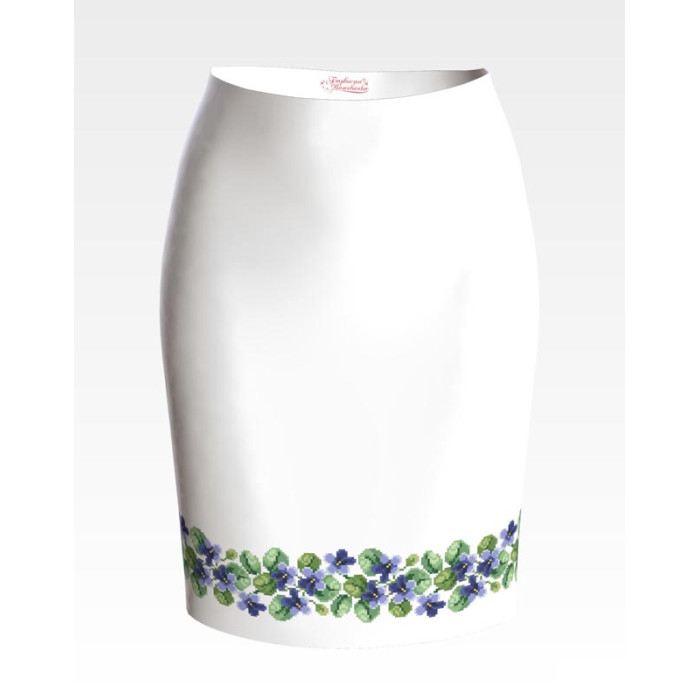 СЖ025кБнннн Спідниця жіноча, атлас-коттон, білий. Барвиста вишиванка. Заготовка для вишивки бісером