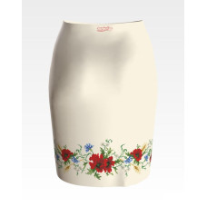 СЖ026шМнннн Барвиста вишиванка Заготовка для вишивки - Спідниця жіноча Ніжні маки, волошки, колоски р.42-54 шовк, бежевий