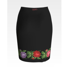 СЖ027шЧнннн Барвиста вишиванка Заготовка для вишивки - Спідниця жіноча Романтичні троянди р.42-54 шовк, чорний