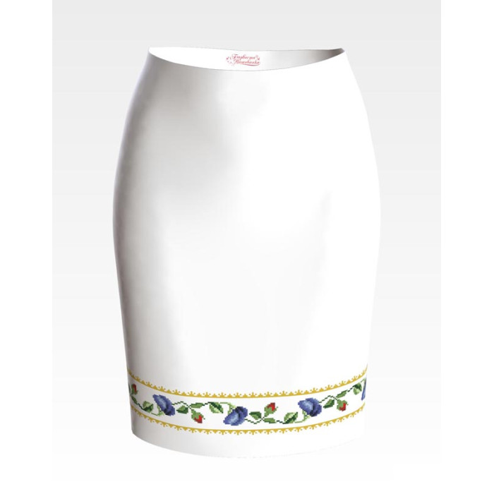 СЖ035кБнннн Спідниця жіноча, атлас-коттон, білий. Барвиста вишиванка. Заготовка для вишивки бісером