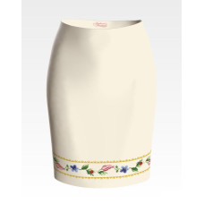 СЖ036дМнннн Барвиста вишиванка Заготовка для вишивки - Спідниця жіноча Лілеї, троянди, незабудки р.42-54 домоткане полотно, бежевий