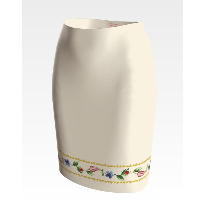 СЖ036кМнннн Барвиста вишиванка Заготовка для вишивки - Спідниця жіноча Лілеї, троянди, незабудки р.42-54 атлас, бежевий