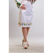 СЖ036шБнннн Барвиста вишиванка Заготовка для вишивки - Спідниця жіноча Лілеї, троянди, незабудки р.42-54 шовк, білий