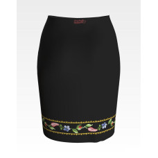 СЖ036шЧнннн Барвиста вишиванка Заготовка для вишивки - Спідниця жіноча Лілеї, троянди, незабудки р.42-54 шовк, чорний