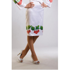 СЖ037пБнннн Барвиста вишиванка Заготовка для вишивки - Спідниця жіноча Калина р.42-54 габардин, білий