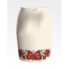 СЖ041кМнннн Барвиста вишиванка Заготовка для вишивки - Спідниця жіноча Маки червоні р.42-54 атлас, бежевий