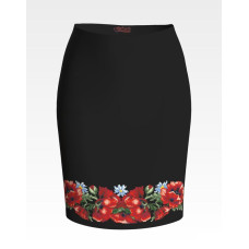 СЖ041шЧнннн Барвиста вишиванка Заготовка для вишивки - Спідниця жіноча Маки червоні р.42-54 шовк, чорний