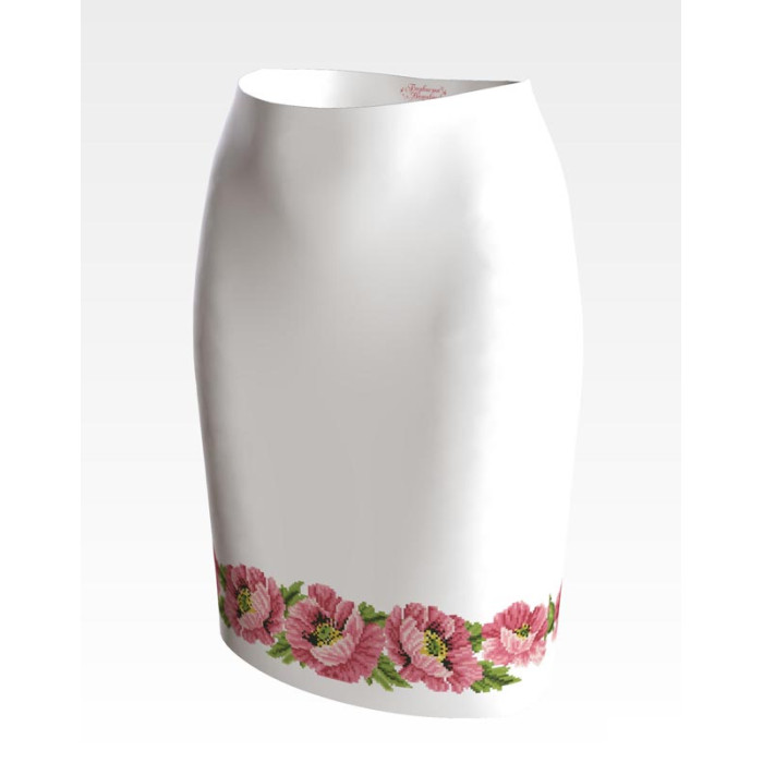 СЖ042пБнннн Барвиста вишиванка Заготовка для вишивки - Спідниця жіноча Маки рожеві р.42-54 габардин, білий