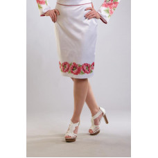СЖ042шБнннн Барвиста вишиванка Заготовка для вишивки - Спідниця жіноча Маки рожеві р.42-54 шовк, білий