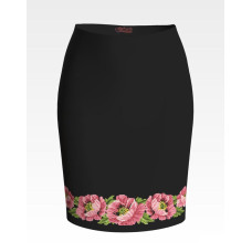 СЖ042шЧнннн Барвиста вишиванка Заготовка для вишивки - Спідниця жіноча Маки рожеві р.42-54 шовк, чорний