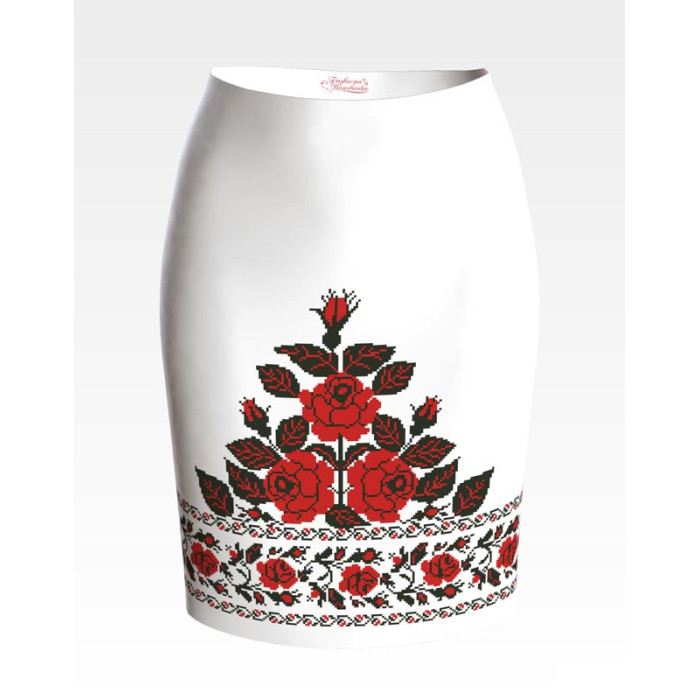 СЖ043кБнннн Спідниця жіноча, атлас-коттон, білий. Барвиста вишиванка. Заготовка для вишивки бісером