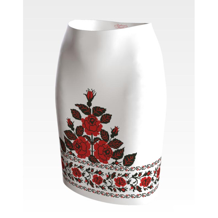 СЖ043кБнннн Спідниця жіноча, атлас-коттон, білий. Барвиста вишиванка. Заготовка для вишивки бісером