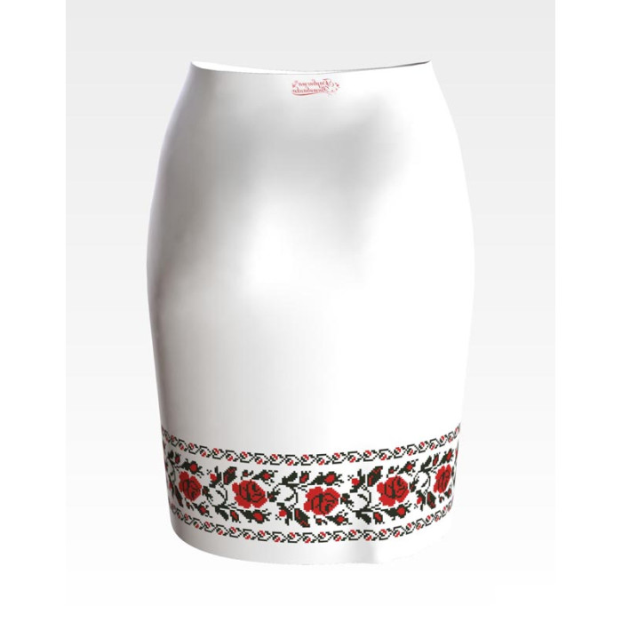 СЖ043кБнннн Спідниця жіноча, атлас-коттон, білий. Барвиста вишиванка. Заготовка для вишивки бісером