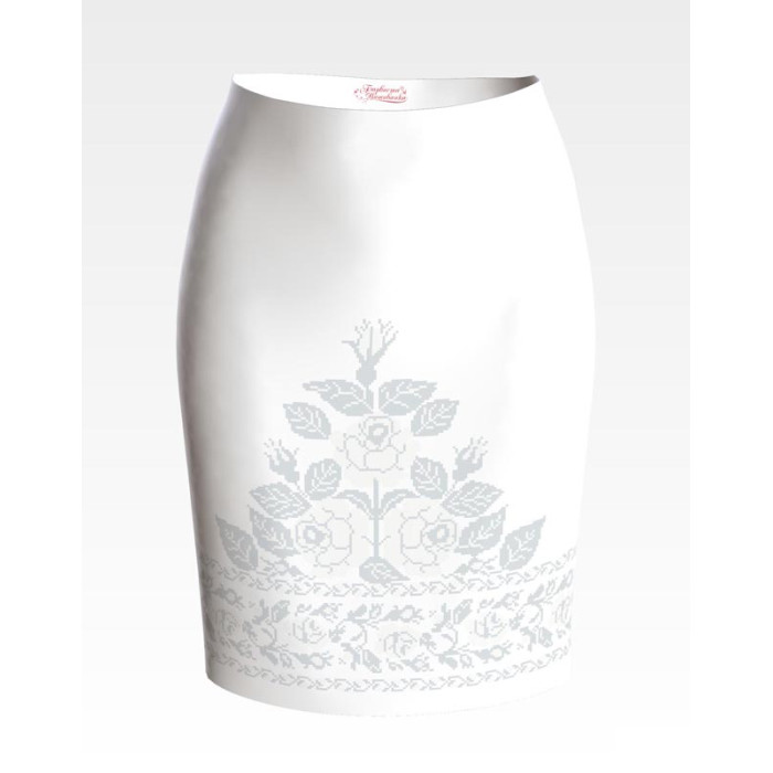 СЖ044кБнннн Спідниця жіноча, атлас-коттон, білий. Барвиста вишиванка. Заготовка для вишивки бісером