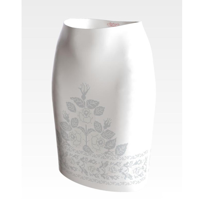 СЖ044кБнннн Спідниця жіноча, атлас-коттон, білий. Барвиста вишиванка. Заготовка для вишивки бісером