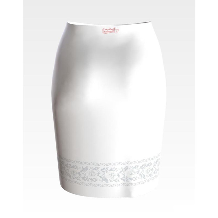 СЖ044кБнннн Спідниця жіноча, атлас-коттон, білий. Барвиста вишиванка. Заготовка для вишивки бісером