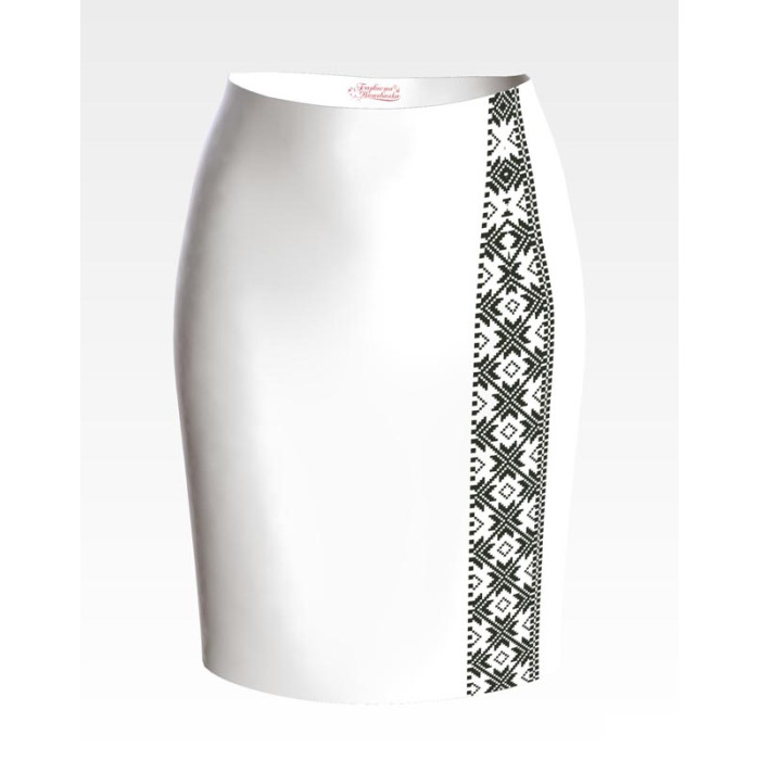 СЖ049кБнннн Спідниця жіноча, атлас-коттон, білий. Барвиста вишиванка. Заготовка для вишивки бісером