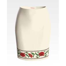 СЖ050дМнннн Барвиста вишиванка Заготовка для вишивки - Спідниця жіноча Тендітні маки р.42-54 домоткане полотно, бежевий