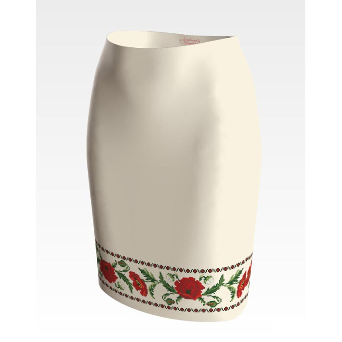 СЖ050кМнннн Барвиста вишиванка Заготовка для вишивки - Спідниця жіноча Тендітні маки р.42-54 атлас, бежевий