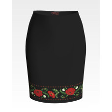СЖ050шЧнннн Барвиста вишиванка Заготовка для вишивки - Спідниця жіноча Тендітні маки р.42-54 шовк, чорний