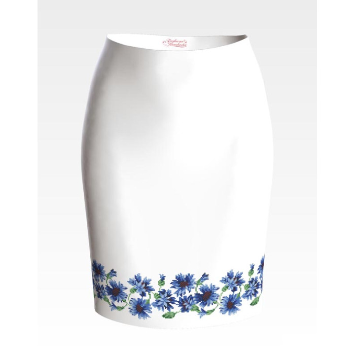 СЖ051кБнннн Спідниця жіноча, атлас-коттон, білий. Барвиста вишиванка. Заготовка для вишивки бісером