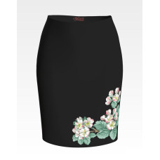 СЖ052шЧнннн Барвиста вишиванка Заготовка для вишивки - Спідниця жіноча Яблуневий цвіт р.42-54 шовк, чорний