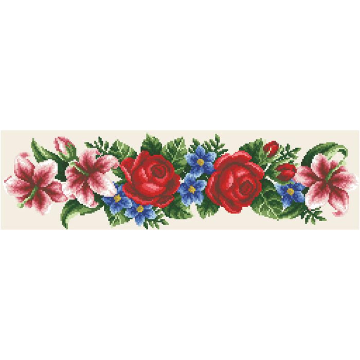 СЖ055кМнннн Барвиста вишиванка Заготовка для вишивки - Спідниця жіноча Лілеї, троянди, незабудки р.42-54 атлас, бежевий