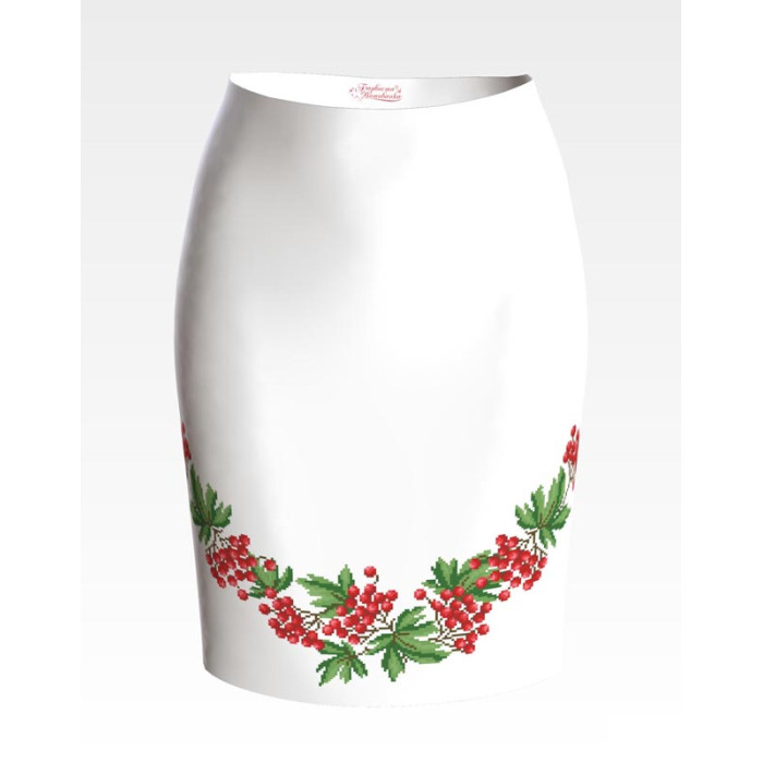 СЖ057пБнннн Барвиста вишиванка Заготовка для вишивки - Спідниця жіноча Ніжна калина р.42-54 габардин, білий