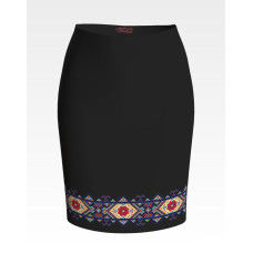 СЖ059шЧнннн Барвиста вишиванка Заготовка для вишивки - Спідниця жіноча Ніжний орнамент р.42-54 шовк, чорний