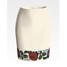 СЖ061кМнннн Барвиста вишиванка Заготовка для вишивки - Спідниця жіноча Борщівська. Троянди р.42-54 атлас, бежевий