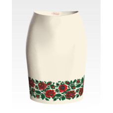 СЖ062кМнннн Барвиста вишиванка Заготовка для вишивки - Спідниця жіноча Борщівська. Ніжні троянди р.42-54 атлас, бежевий