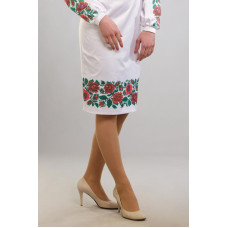 СЖ062пБнннн Барвиста вишиванка Заготовка для вишивки - Спідниця жіноча Борщівська. Ніжні троянди р.42-54 габардин, білий