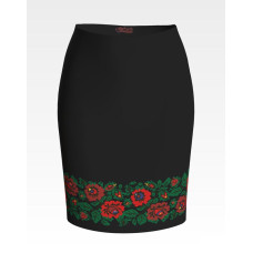 СЖ062шЧнннн Барвиста вишиванка Заготовка для вишивки - Спідниця жіноча Борщівська. Ніжні троянди р.42-54 шовк, чорний