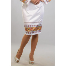 СЖ063пБнннн Барвиста вишиванка Заготовка для вишивки - Спідниця жіноча Прикарпаття. Оберіг р.42-54 габардин, білий