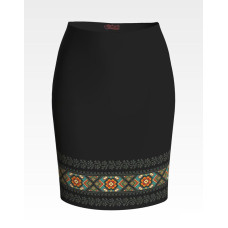 СЖ064шЧнннн Барвиста вишиванка Заготовка для вишивки - Спідниця жіноча Борщівська квітка р.42-54 шовк, чорний