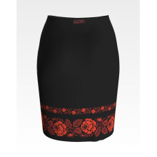 СЖ071шЧнннн Барвиста вишиванка Заготовка для вишивки - Спідниця жіноча Троянда р.42-54 шовк, чорний