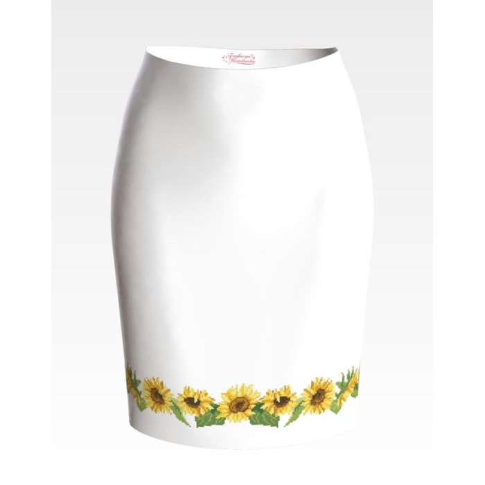 СЖ084кБнннн Спідниця жіноча, атлас-коттон, білий. Барвиста вишиванка. Заготовка для вишивки бісером