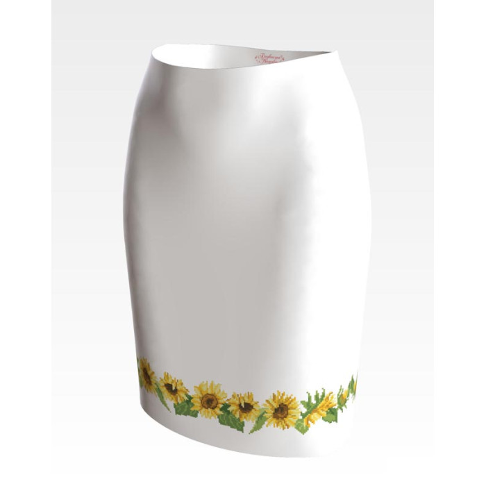 СЖ084кБнннн Спідниця жіноча, атлас-коттон, білий. Барвиста вишиванка. Заготовка для вишивки бісером